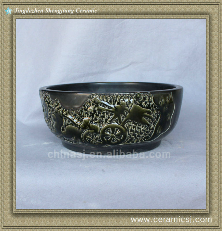 588795081_091 antique chinese ceramic bathroom sink WRYBH98 - shengjiang  ceramic  factory   porcelain art hand basin wash sink