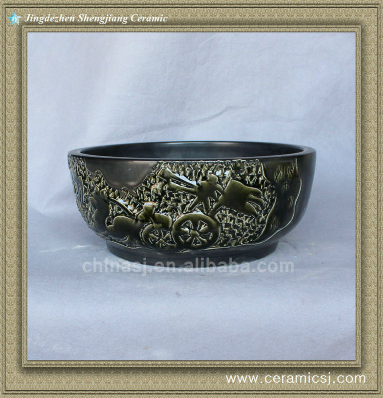 588795081_091 antique chinese ceramic bathroom sink WRYBH98 - shengjiang  ceramic  factory   porcelain art hand basin wash sink