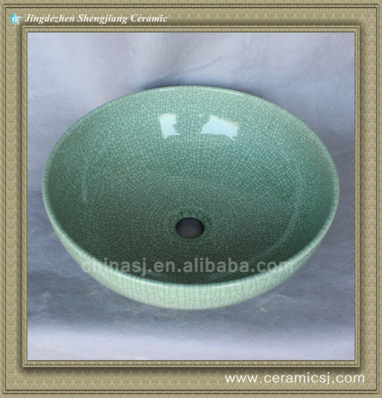 588829039_671 crackled chinese ceramic bathroom sink WRYBH89 - shengjiang  ceramic  factory   porcelain art hand basin wash sink
