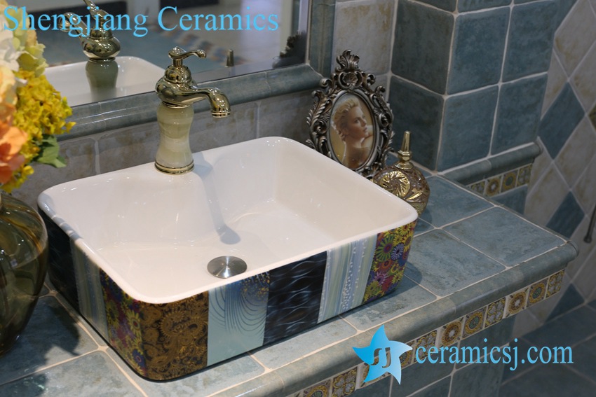 LT-1A8432 LT-1A8429 Jingdezhen art ceramic wash basin / unique bathroom sink - shengjiang  ceramic  factory   porcelain art hand basin wash sink