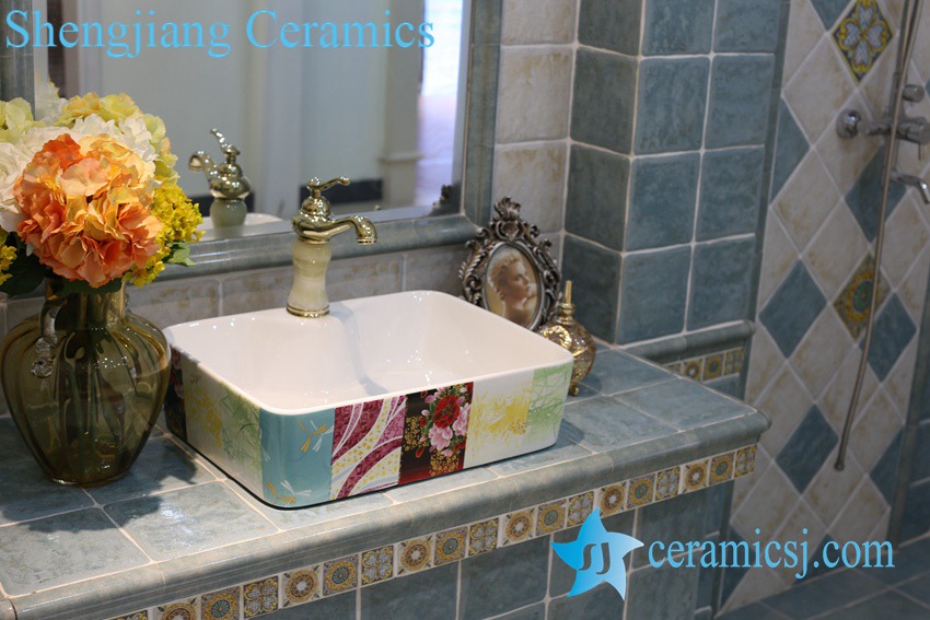 LT-1A8436 LT-1A8434 Jingdezhen art ceramic wash basin / unique bathroom sink - shengjiang  ceramic  factory   porcelain art hand basin wash sink