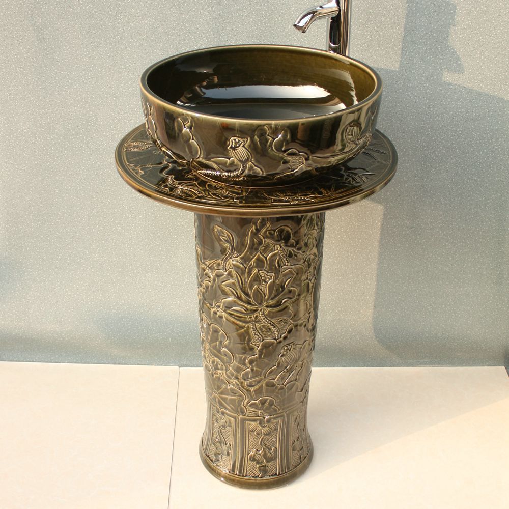 RYXW032-_11 RYXW032 Ceramic Pedestal Lavatory Sink - shengjiang  ceramic  factory   porcelain art hand basin wash sink