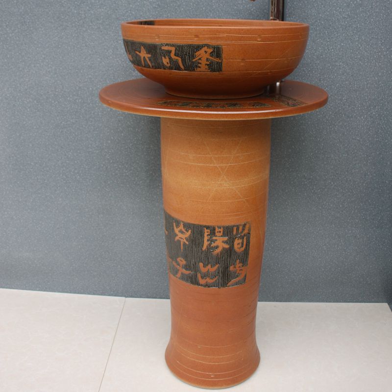 RYXW053_8 RYXW053 Engraved design Ceramic Pedestal Lavatory Basin - shengjiang  ceramic  factory   porcelain art hand basin wash sink