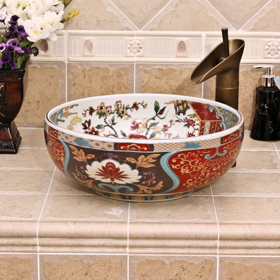 RYXW342_2 Jingdezhen Ceramic sanitary ware china colored bathroom sink - shengjiang  ceramic  factory   porcelain art hand basin wash sink