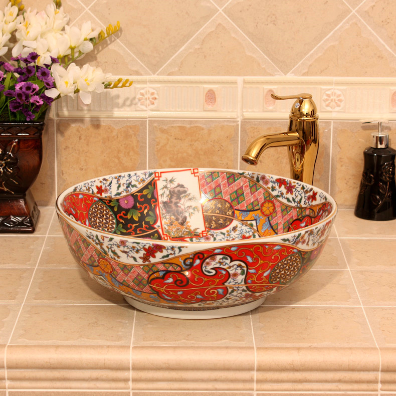 RYXW344_1 Jingdezhen Ceramic sanitary ware china colored bathroom sink - shengjiang  ceramic  factory   porcelain art hand basin wash sink