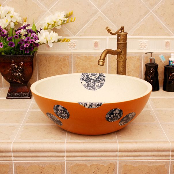 RYXW381_1 Modern floral design Ceramic basin for washing clothes - shengjiang  ceramic  factory   porcelain art hand basin wash sink