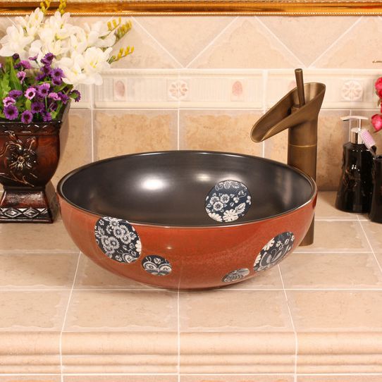 RYXW382_1 Modern floral design Ceramic basin for washing clothes - shengjiang  ceramic  factory   porcelain art hand basin wash sink