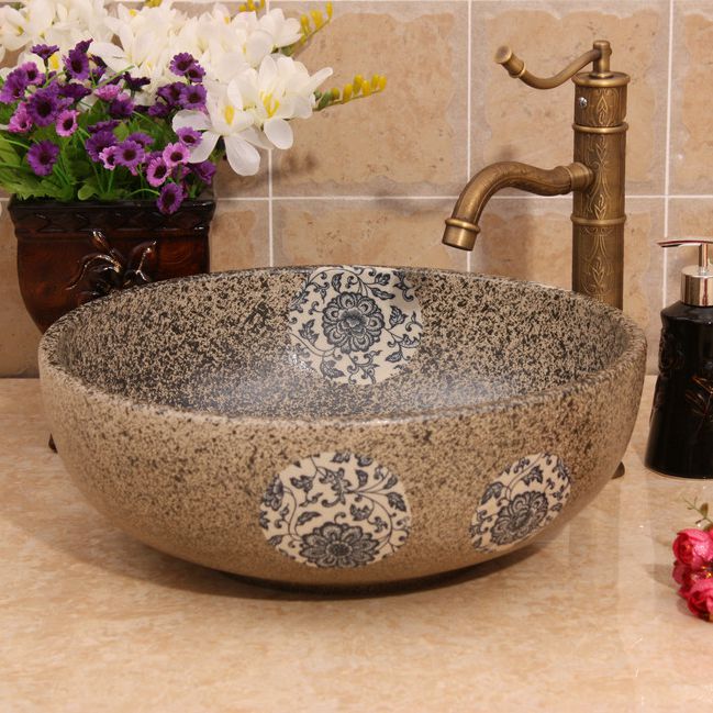 RYXW383_1 Modern floral design Ceramic basin for washing clothes - shengjiang  ceramic  factory   porcelain art hand basin wash sink