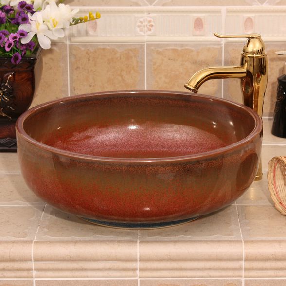 RYXW451_1 4 colors transmutation glazed design Ceramic toilet basin combination - shengjiang  ceramic  factory   porcelain art hand basin wash sink