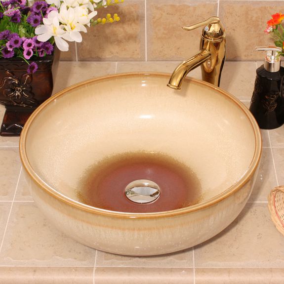 RYXW454_2 4 colors transmutation glazed design Ceramic toilet basin combination - shengjiang  ceramic  factory   porcelain art hand basin wash sink