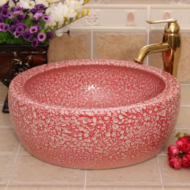 RYXW511_1 Color glazed Ceramic wash basin size 16″ - shengjiang  ceramic  factory   porcelain art hand basin wash sink