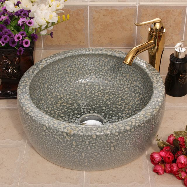 RYXW514_2 Color glazed Ceramic wash basin size 16″ - shengjiang  ceramic  factory   porcelain art hand basin wash sink