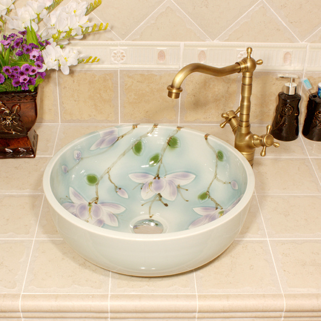 RYXW548_3 RYXW548 Carved flower design bathroom sanitary ware - shengjiang  ceramic  factory   porcelain art hand basin wash sink