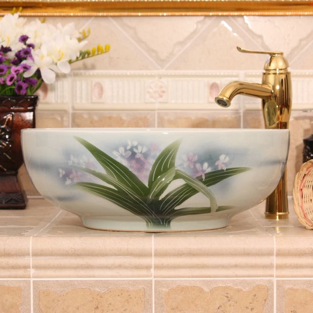 RYXW552_2 RYXW552 Flower design ceramic small vessel sinks - shengjiang  ceramic  factory   porcelain art hand basin wash sink