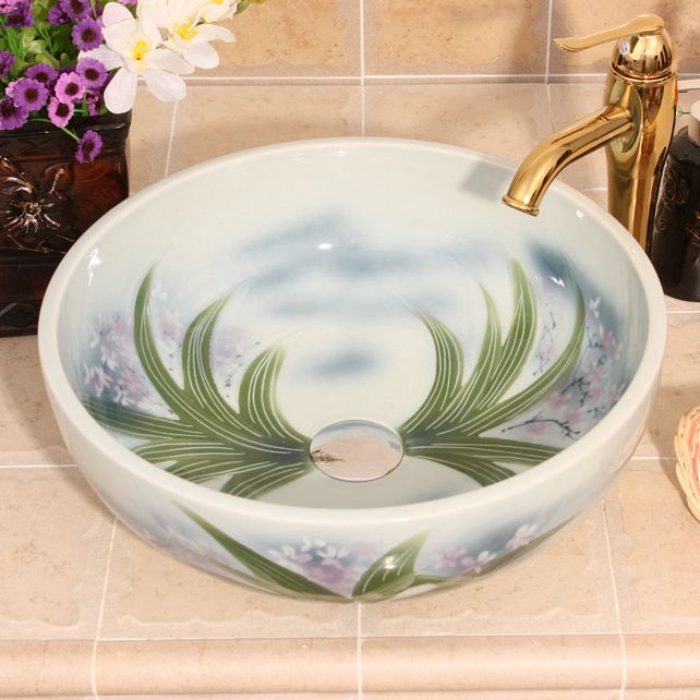 RYXW552_3 RYXW552 Flower design ceramic small vessel sinks - shengjiang  ceramic  factory   porcelain art hand basin wash sink