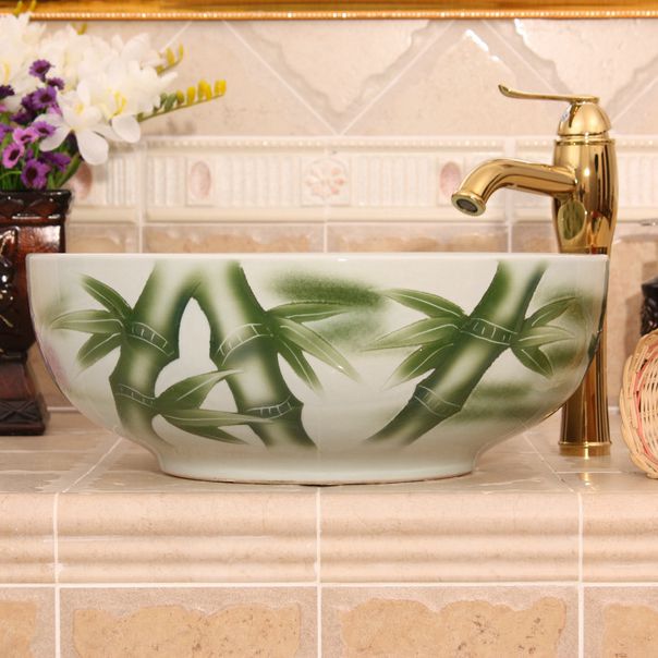 RYXW554_2 RYXW554 Bamboo design ceramic vessel sink - shengjiang  ceramic  factory   porcelain art hand basin wash sink