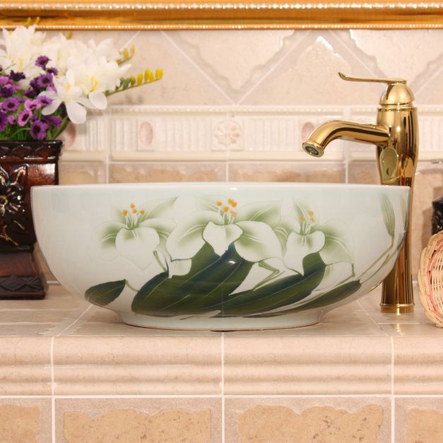 RYXW555_2 RYXW555 Flower design ceramic hand wash basin reasonable price - shengjiang  ceramic  factory   porcelain art hand basin wash sink