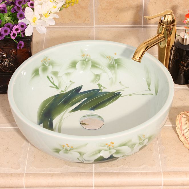 RYXW555_3 RYXW555 Flower design ceramic hand wash basin reasonable price - shengjiang  ceramic  factory   porcelain art hand basin wash sink