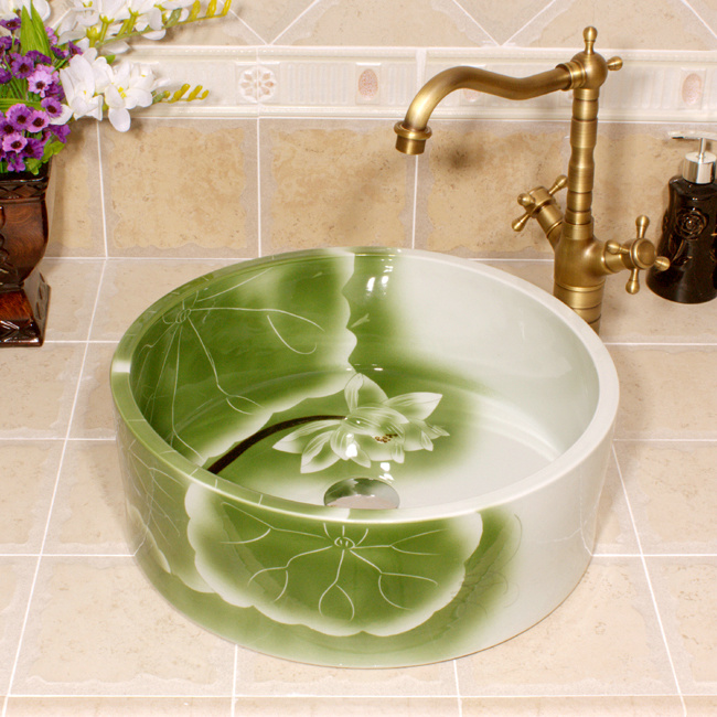 RYXW563_3 RYXW563 Flower design bathroom ceramic sink - shengjiang  ceramic  factory   porcelain art hand basin wash sink