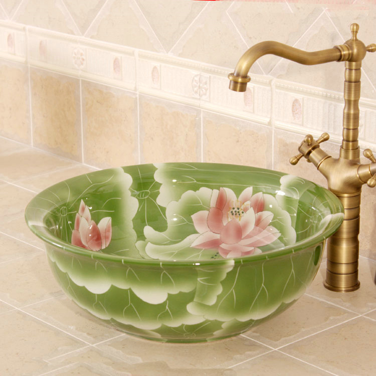 RYXW565_6 RYXW565 Flower design bathroom ceramic Chinese wash basin - shengjiang  ceramic  factory   porcelain art hand basin wash sink