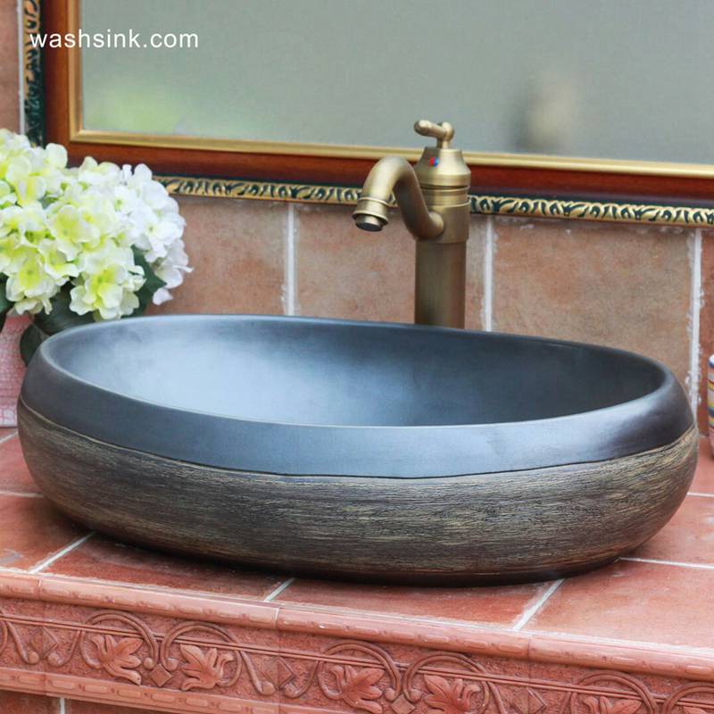 TPAA-151-w58×40×15j3135 TPAA-151 Hot sale Jingdezhen Shengjiang Matte black restaurant oval washing hand basin - shengjiang  ceramic  factory   porcelain art hand basin wash sink