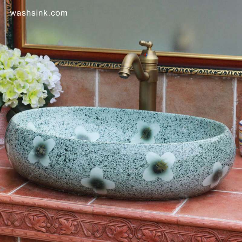 TPAA-154-w58×40×15j3135 TPAA-154 Cheap price high quality China factory sale floral oval sink bowl - shengjiang  ceramic  factory   porcelain art hand basin wash sink