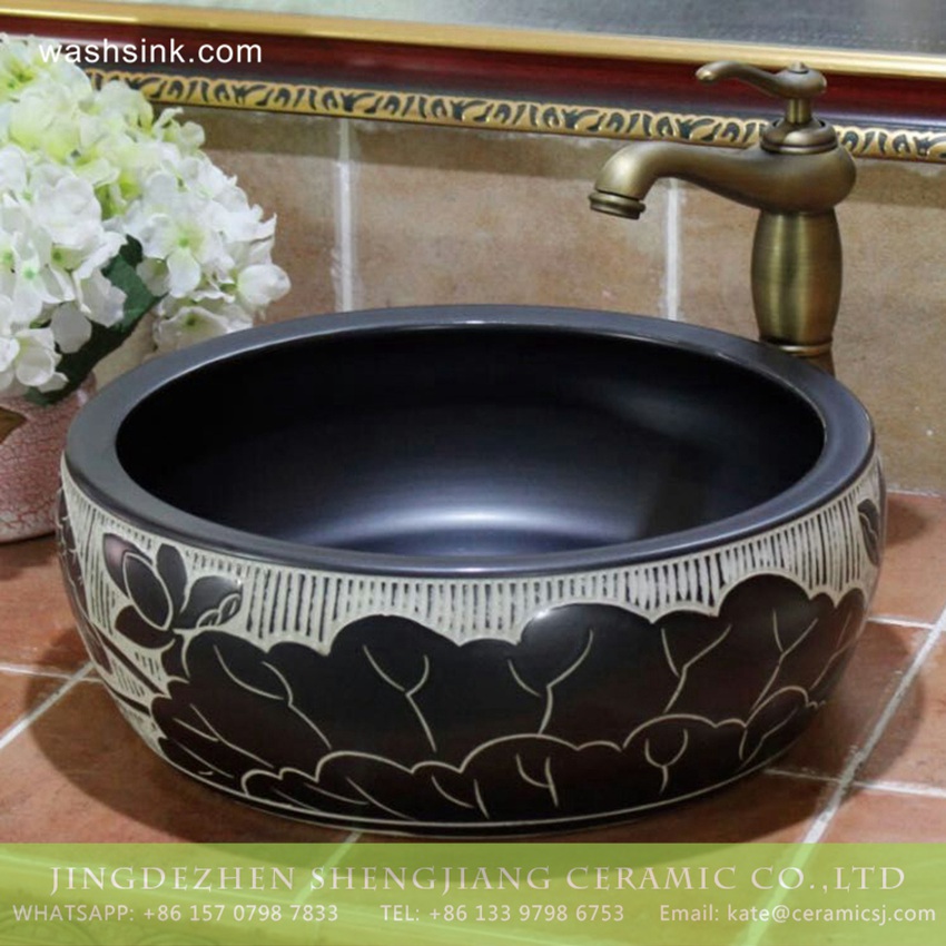 TPAA-201-w15h41j395 TPAA-201 Jingdezhen Shengjiang ceramic factory direct sale to Real estate decor black ceramic fountain basin - shengjiang  ceramic  factory   porcelain art hand basin wash sink