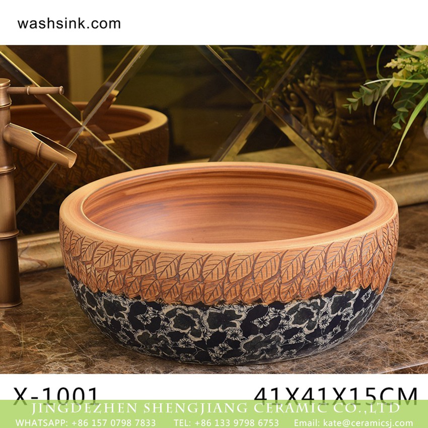 XHTC-X-1001-1 XHTC-X-1001 Antique round ceramic wash basin - shengjiang  ceramic  factory   porcelain art hand basin wash sink