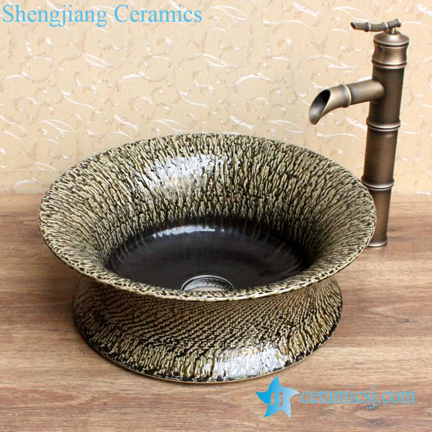 YL-B0_2075-1 YL-B0_2075 Made in China tea dust glazed grey tunic cabinet top sanitary ware - shengjiang  ceramic  factory   porcelain art hand basin wash sink