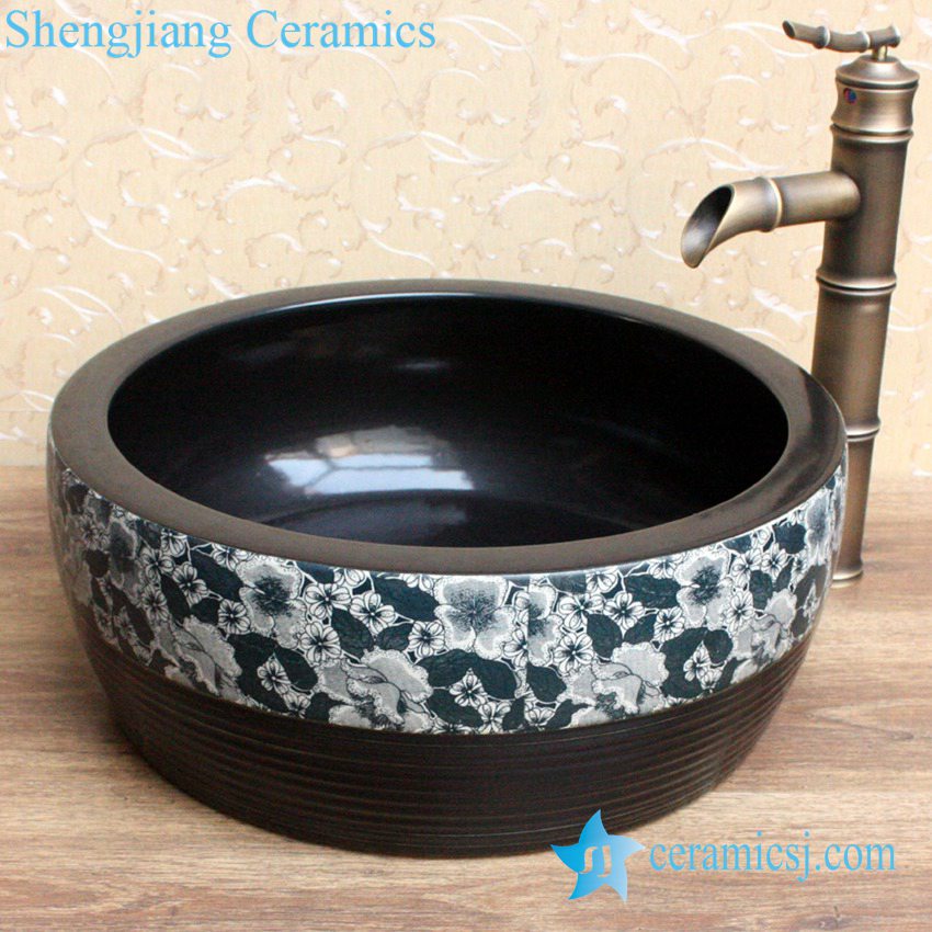 YL-B0_2081 YL-B0_2081 dark color waist drum shaped bathroom sanitary basin - shengjiang  ceramic  factory   porcelain art hand basin wash sink