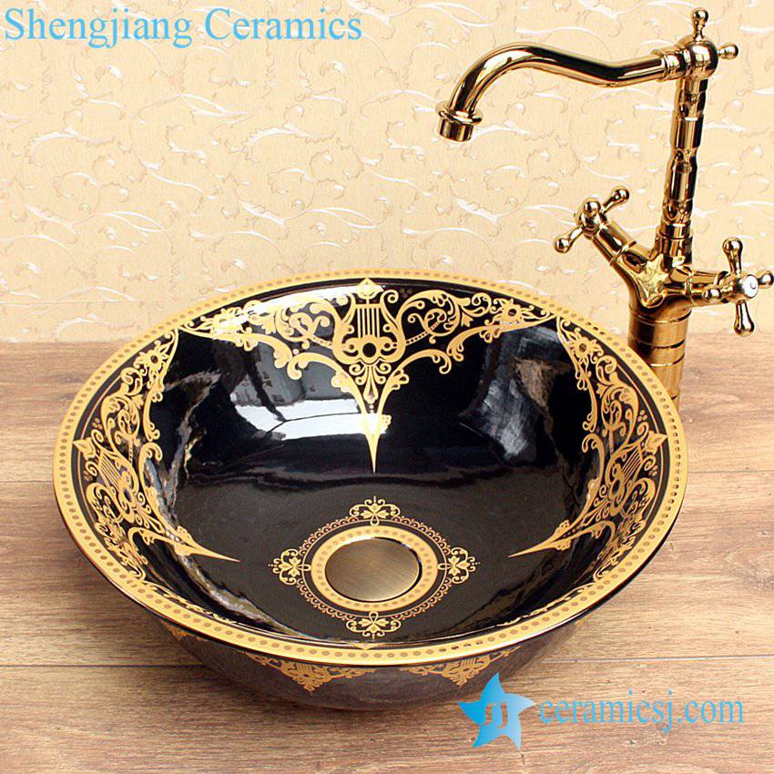 YL-C_1530 YL-C_0598 Ceramic gold plating table mount sink - shengjiang  ceramic  factory   porcelain art hand basin wash sink