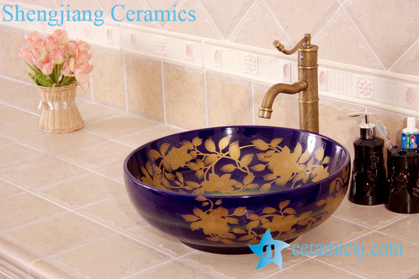 YL-C_4476-1 YL-C_4476 Round counter above ceramic wash hand rinse - shengjiang  ceramic  factory   porcelain art hand basin wash sink