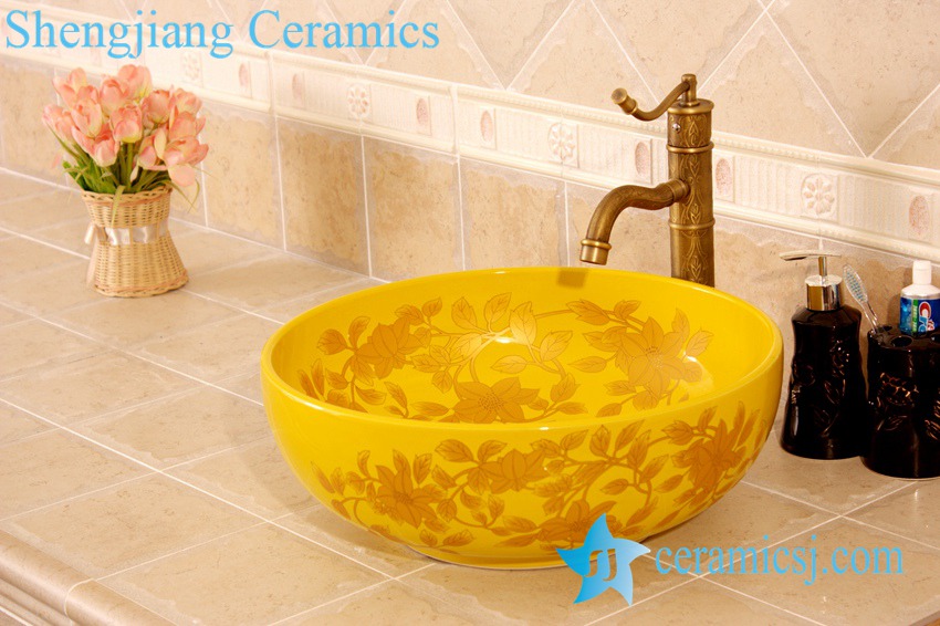 YL-C_4479-1 YL-C_4476 Round counter above ceramic wash hand rinse - shengjiang  ceramic  factory   porcelain art hand basin wash sink