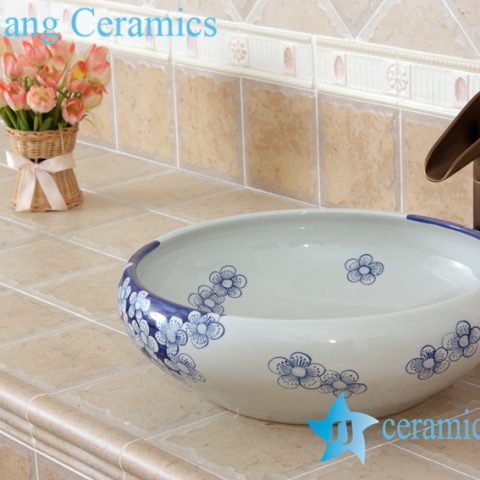 YL-E_5516 Chinese supplier freestanding blue and white wash basin