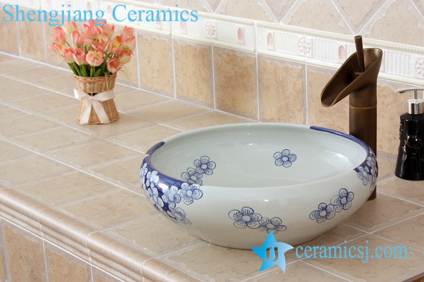 YL-E_5516 YL-E_5516 Chinese supplier freestanding blue and white wash basin - shengjiang  ceramic  factory   porcelain art hand basin wash sink