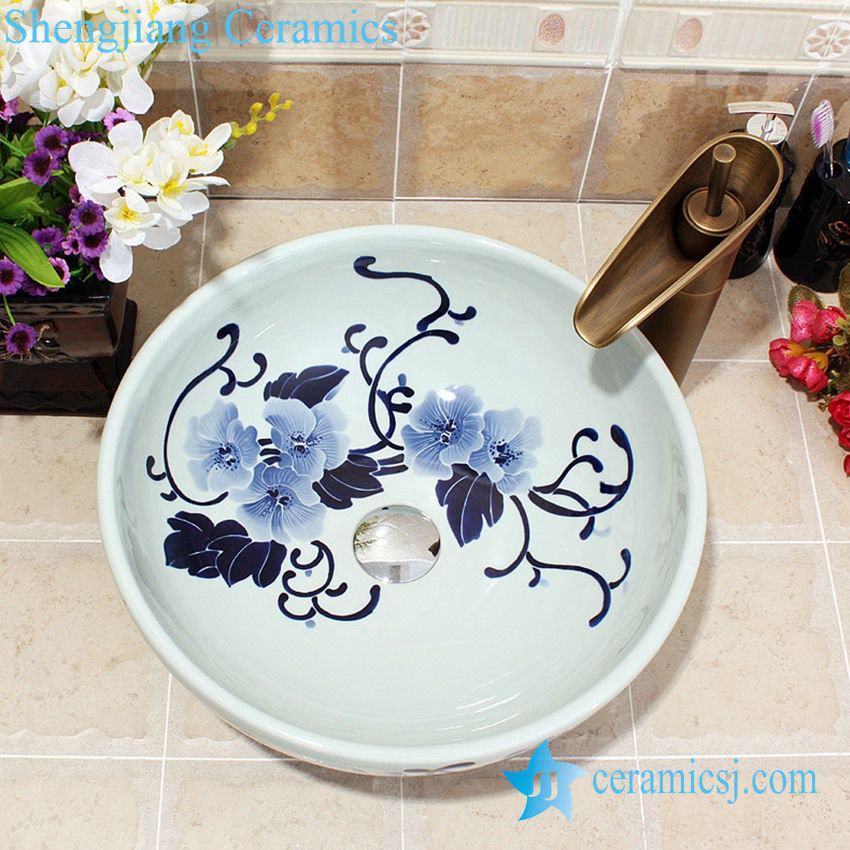 YL-E_5587 YL-E_5587 Chinese blue and white porcelain wash hand rinse sink for bathroom or toilet - shengjiang  ceramic  factory   porcelain art hand basin wash sink