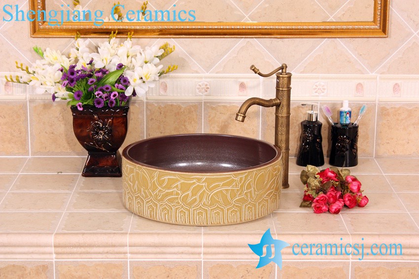 YL-G_5790 YL-G_5790 Exquisite hand carving ceramic vanity top vessel sink basin - shengjiang  ceramic  factory   porcelain art hand basin wash sink