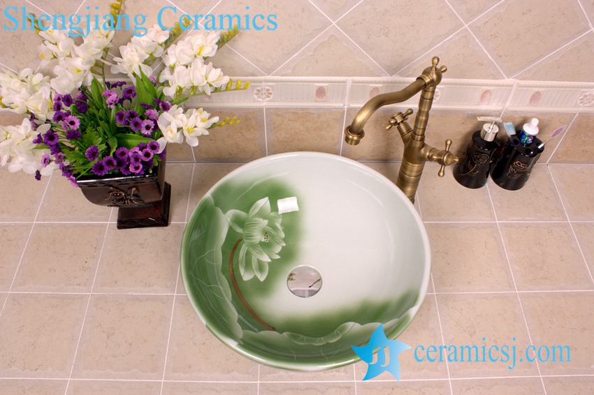 YL-M_4107 YL-M_4107 Brilliant surface cheap decorative round porcelain counter top shampoo sink basin - shengjiang  ceramic  factory   porcelain art hand basin wash sink