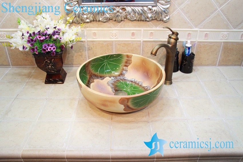 YL-OT_0627 YL-OT_0627 Exquisite round ceramic antique kitchen sink - shengjiang  ceramic  factory   porcelain art hand basin wash sink
