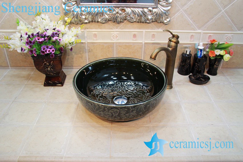 YL-OT_0650 YL-OT_0650 Black installing ceramic bathroom basin - shengjiang  ceramic  factory   porcelain art hand basin wash sink