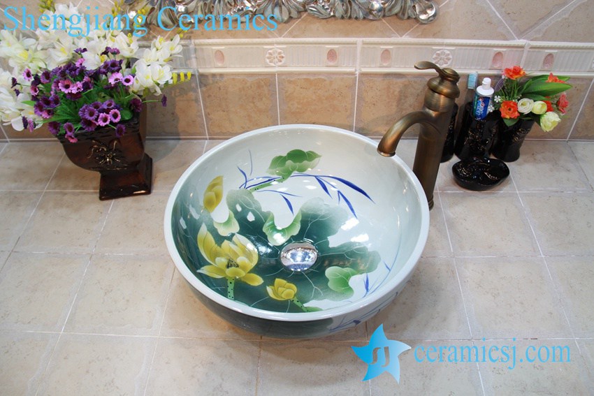 YL-OT_0738 YL-OT_0738 Thicken wall lotus ceramic sink basin - shengjiang  ceramic  factory   porcelain art hand basin wash sink