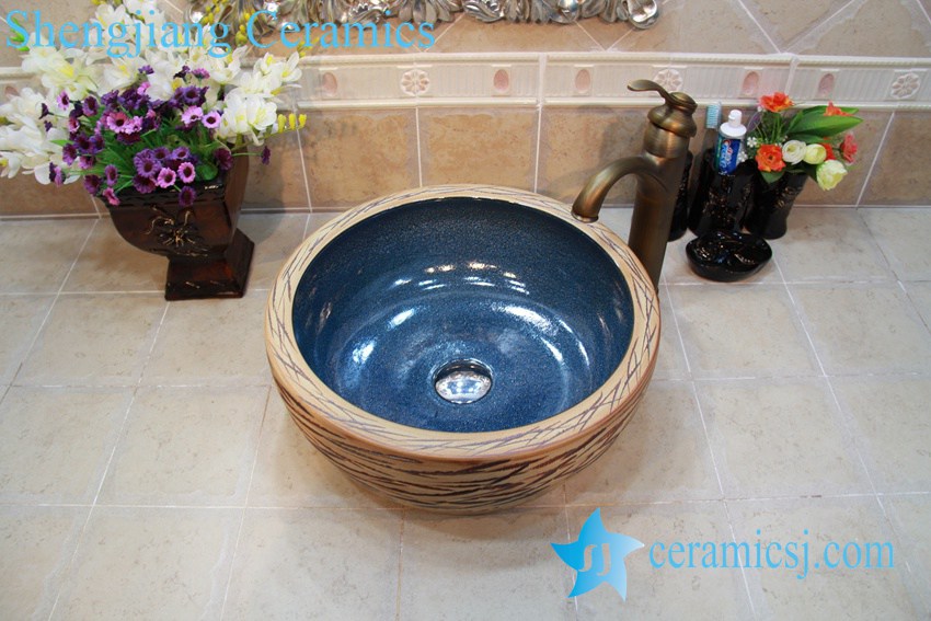 YL-OT_0754 YL-OT_0754 Low price thicken wall fake stone sink ceramic material - shengjiang  ceramic  factory   porcelain art hand basin wash sink