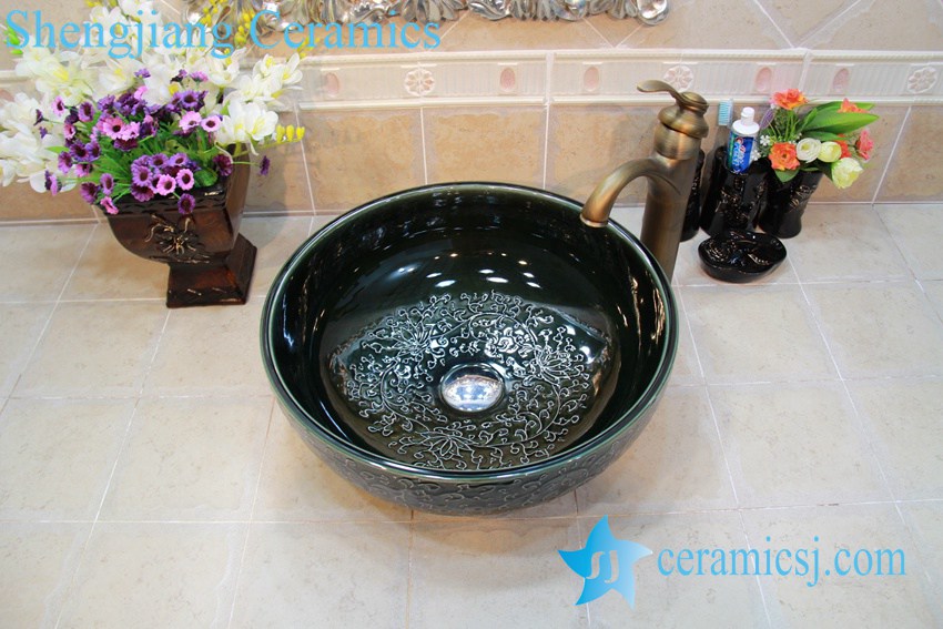 YL-OT_0771 YL-OT_0771 Black ceramic hair washing sink - shengjiang  ceramic  factory   porcelain art hand basin wash sink