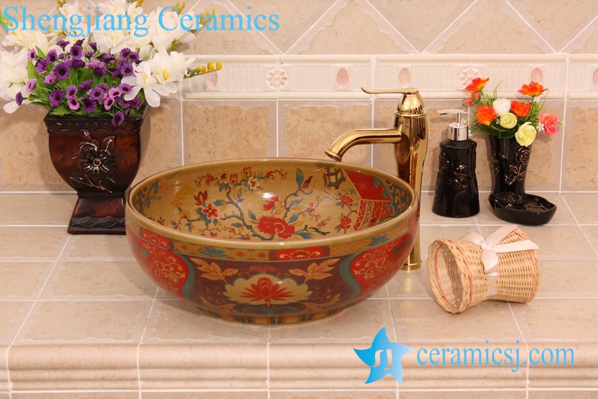 YL-OT_6576 YL-OT_6576 Round ceramic antique cabinet bar sink - shengjiang  ceramic  factory   porcelain art hand basin wash sink