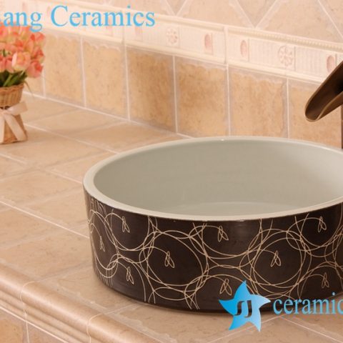 YL-O_5498 Black Ceramic basin for clothes washing
