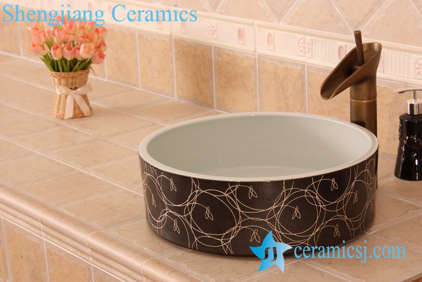 YL-O_5498 YL-O_5498 Black Ceramic basin for clothes washing - shengjiang  ceramic  factory   porcelain art hand basin wash sink