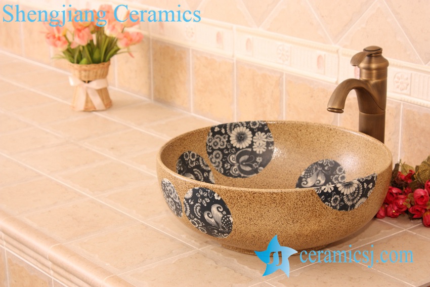 YL-O_5738 YL-O_5738 Bathroom round sink porcelain material - shengjiang  ceramic  factory   porcelain art hand basin wash sink