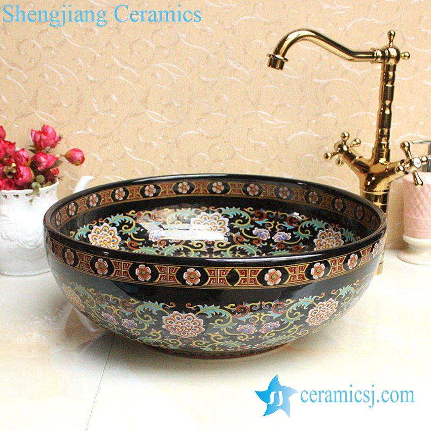 YL-P_2665 YL-P_2688 Fancy lord palace style ceramic cupboard bath wash basin - shengjiang  ceramic  factory   porcelain art hand basin wash sink