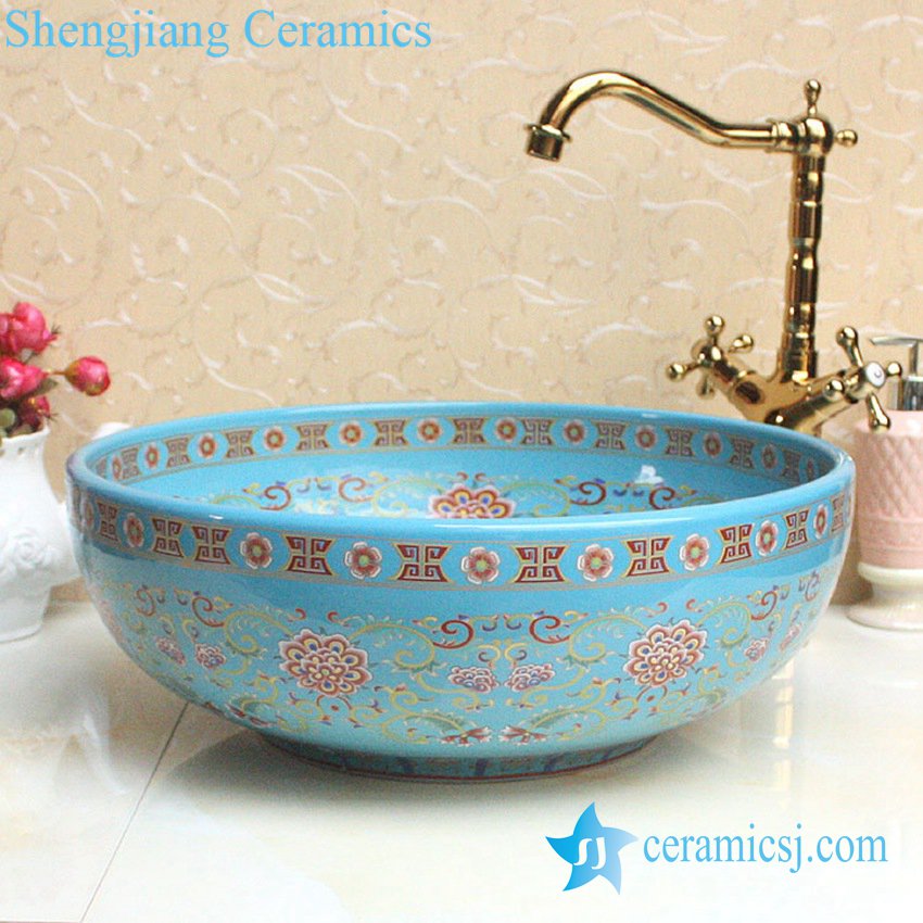 YL-P_2688 YL-P_2688 Fancy lord palace style ceramic cupboard bath wash basin - shengjiang  ceramic  factory   porcelain art hand basin wash sink