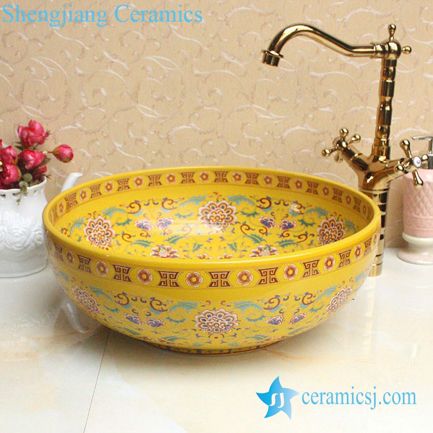 YL-P_2694 YL-P_2688 Fancy lord palace style ceramic cupboard bath wash basin - shengjiang  ceramic  factory   porcelain art hand basin wash sink